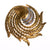 Vintage Gold Tone Swirl Design Brooch with Rhinestones