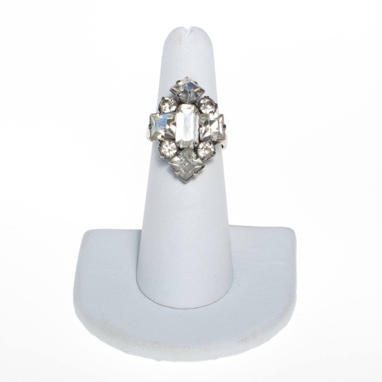 Art Deco Diamante Statement Ring by 1940s - Vintage Meet Modern Vintage Jewelry - Chicago, Illinois - #oldhollywoodglamour #vintagemeetmodern #designervintage #jewelrybox #antiquejewelry #vintagejewelry