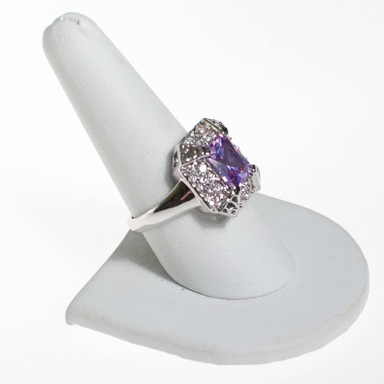 Vintage Tanzanite and CZ Cocktail Ring by Tanzanite - Vintage Meet Modern Vintage Jewelry - Chicago, Illinois - #oldhollywoodglamour #vintagemeetmodern #designervintage #jewelrybox #antiquejewelry #vintagejewelry