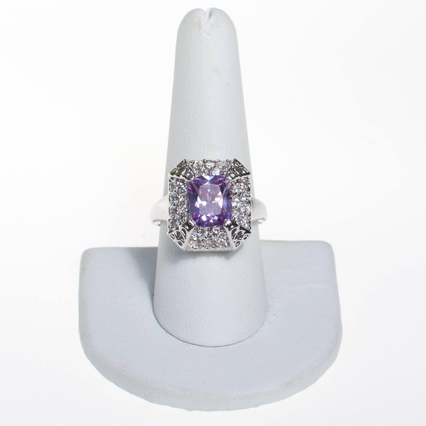 Vintage Tanzanite and CZ Cocktail Ring by Tanzanite - Vintage Meet Modern Vintage Jewelry - Chicago, Illinois - #oldhollywoodglamour #vintagemeetmodern #designervintage #jewelrybox #antiquejewelry #vintagejewelry