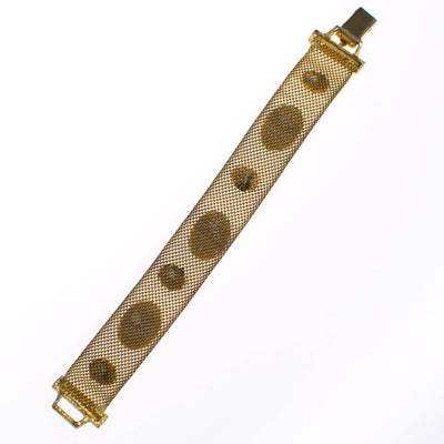 Vintage Gold Mesh Bracelet with Yellow Lucite Cabochons by 1960s - Vintage Meet Modern Vintage Jewelry - Chicago, Illinois - #oldhollywoodglamour #vintagemeetmodern #designervintage #jewelrybox #antiquejewelry #vintagejewelry