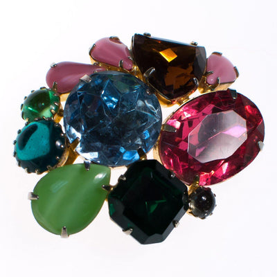 Vintage Multi Color Jeweled Rhinestone Brooch, Fruit salad, colorful by 1960s - Vintage Meet Modern Vintage Jewelry - Chicago, Illinois - #oldhollywoodglamour #vintagemeetmodern #designervintage #jewelrybox #antiquejewelry #vintagejewelry