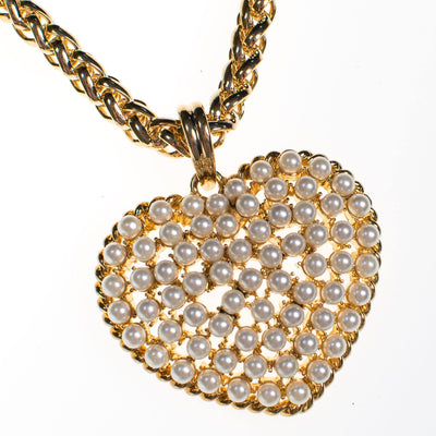 Reserved 1 of 3 Huge Pearl Heart Pendant Statement Necklace by 1990s - Vintage Meet Modern Vintage Jewelry - Chicago, Illinois - #oldhollywoodglamour #vintagemeetmodern #designervintage #jewelrybox #antiquejewelry #vintagejewelry