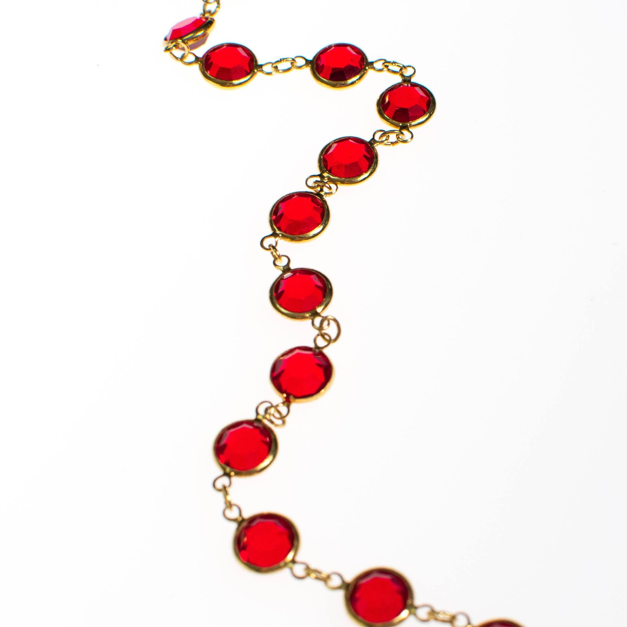 Swarovski Red Bezel Set Crystal Necklace by Swarovski - Vintage Meet Modern Vintage Jewelry - Chicago, Illinois - #oldhollywoodglamour #vintagemeetmodern #designervintage #jewelrybox #antiquejewelry #vintagejewelry