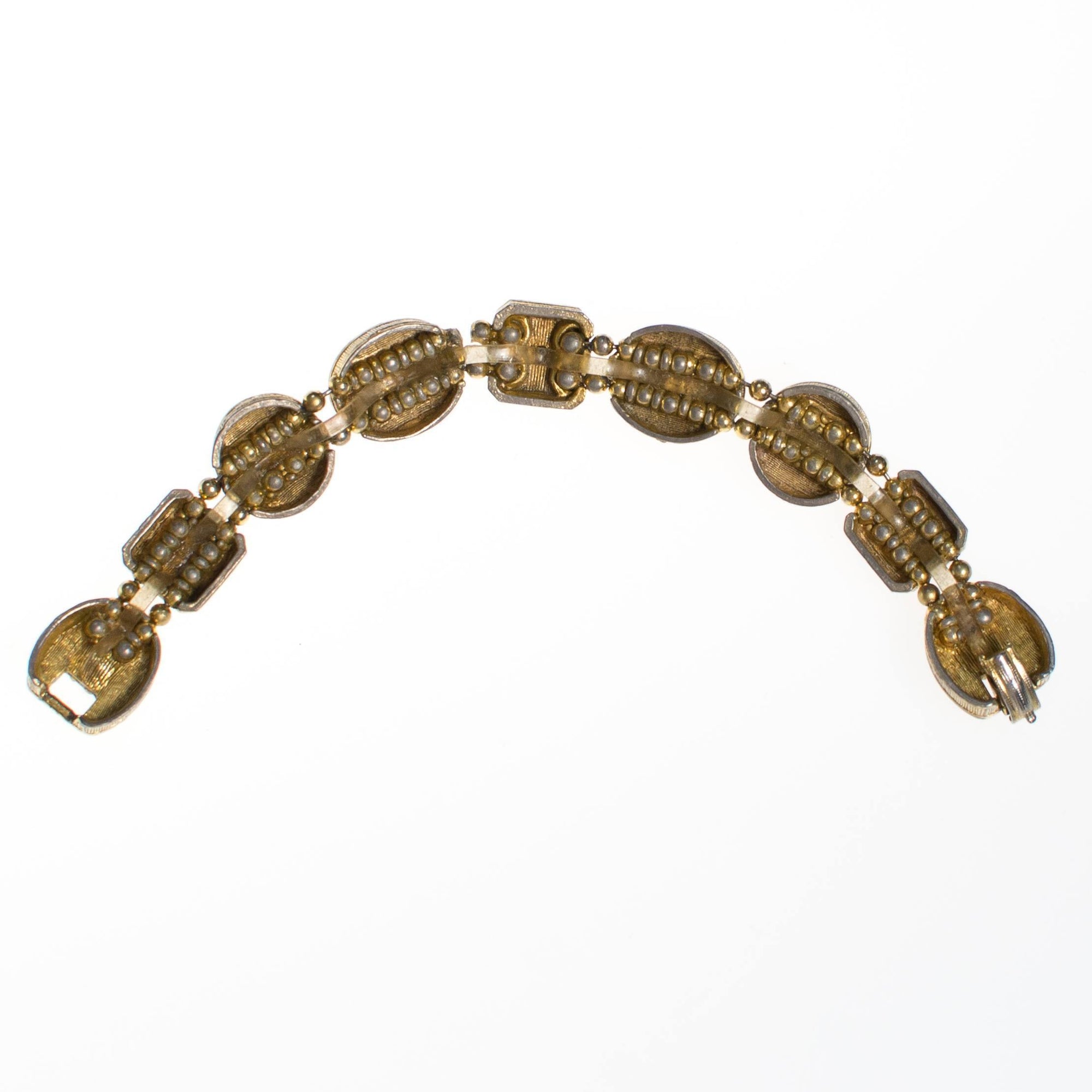 Vintage Victorian Revival Gold Charm Slide Bracelet by 1950s - Vintage Meet Modern Vintage Jewelry - Chicago, Illinois - #oldhollywoodglamour #vintagemeetmodern #designervintage #jewelrybox #antiquejewelry #vintagejewelry