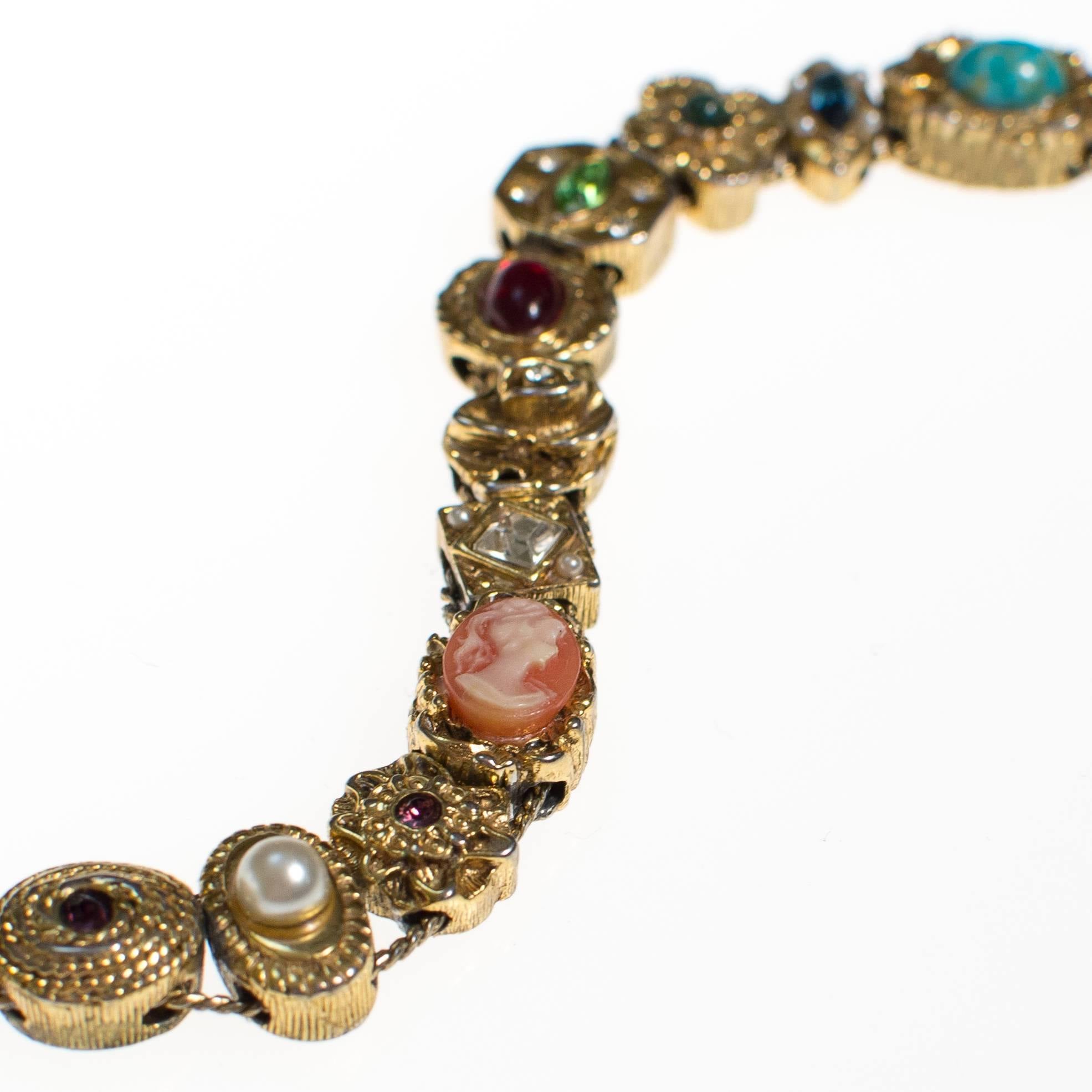 Vintage Victorian Revival Slide Bracelet with Cameo and Pearls by 1950s - Vintage Meet Modern Vintage Jewelry - Chicago, Illinois - #oldhollywoodglamour #vintagemeetmodern #designervintage #jewelrybox #antiquejewelry #vintagejewelry