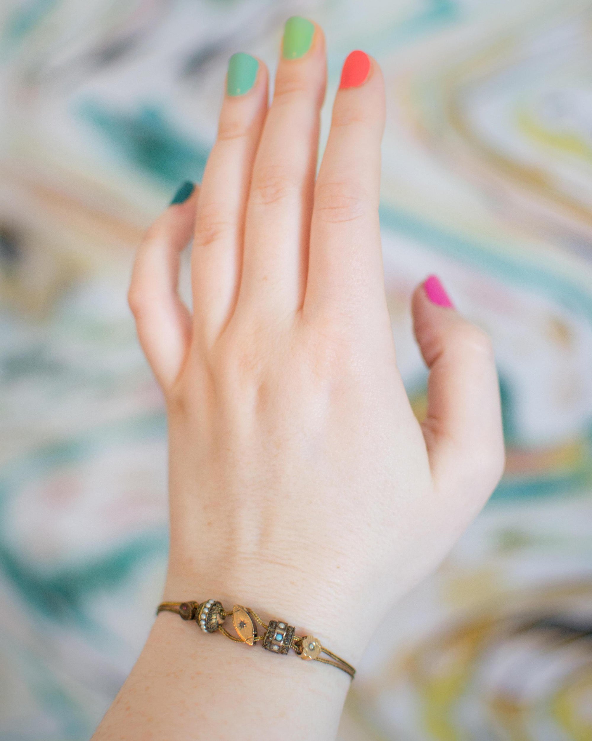 Delicate Vintage Victorian Revival Slide Bracelet by 1950s - Vintage Meet Modern Vintage Jewelry - Chicago, Illinois - #oldhollywoodglamour #vintagemeetmodern #designervintage #jewelrybox #antiquejewelry #vintagejewelry