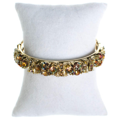 Vintage Lisner Hinged Bangle Bracelet with Citrine and Topaz Crystal Rhinestones by Lisner Hinged - Vintage Meet Modern Vintage Jewelry - Chicago, Illinois - #oldhollywoodglamour #vintagemeetmodern #designervintage #jewelrybox #antiquejewelry #vintagejewelry