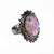 Opaline Crystal Statement Ring, Silver Tone Setting, Adjustable