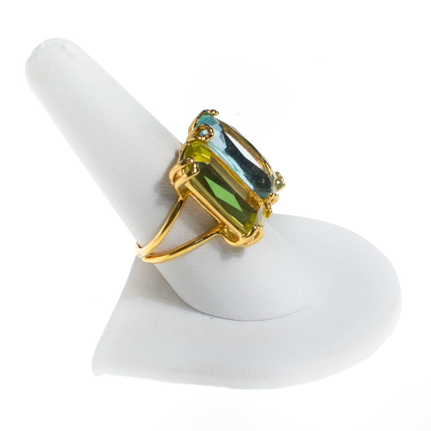 Vintage Double Citrine Crystal Statement Ring by 1980s - Vintage Meet Modern Vintage Jewelry - Chicago, Illinois - #oldhollywoodglamour #vintagemeetmodern #designervintage #jewelrybox #antiquejewelry #vintagejewelry