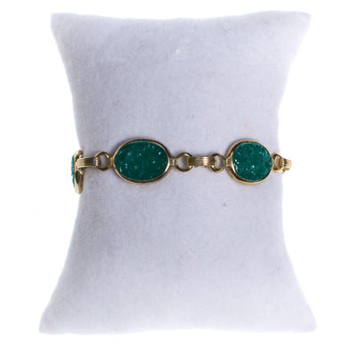 Vintage Carved Jade Pressed Glass Bracelet by 1960s - Vintage Meet Modern Vintage Jewelry - Chicago, Illinois - #oldhollywoodglamour #vintagemeetmodern #designervintage #jewelrybox #antiquejewelry #vintagejewelry