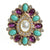Vintage Scassi Amethyst, Turquoise, Pearl, and Rhinestone Statement Ring