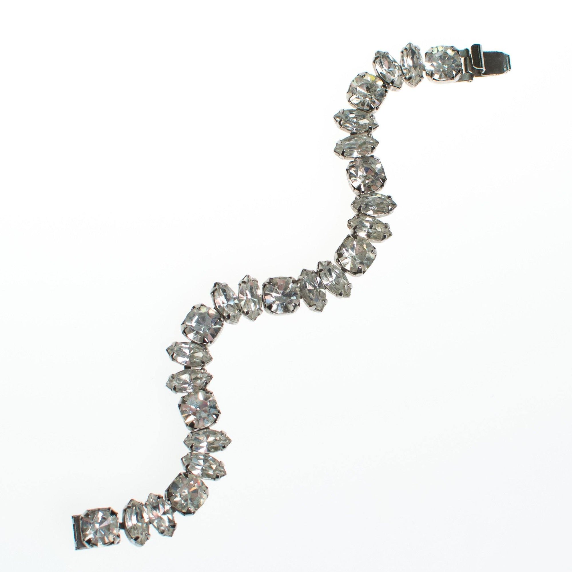 Vintage Art Deco Clear Diamond Look Rhinestone Line Style Bracelet Set In Silver Tone by Art Deco - Vintage Meet Modern Vintage Jewelry - Chicago, Illinois - #oldhollywoodglamour #vintagemeetmodern #designervintage #jewelrybox #antiquejewelry #vintagejewelry