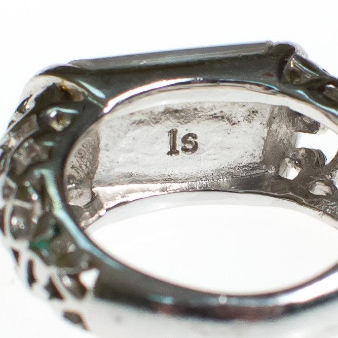 Vintage Lia Sophie Mother of Pearl Silver Filigree Band Ring by Lia Sophia - Vintage Meet Modern Vintage Jewelry - Chicago, Illinois - #oldhollywoodglamour #vintagemeetmodern #designervintage #jewelrybox #antiquejewelry #vintagejewelry