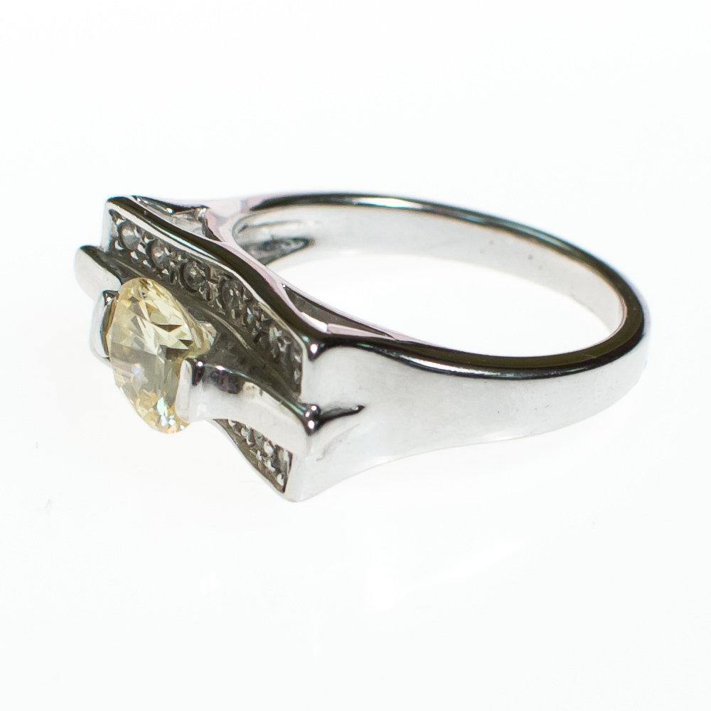Vintage Yellow Diamond CZ Ring, Sterling Silver, Size 9 by Sterling Silver - Vintage Meet Modern Vintage Jewelry - Chicago, Illinois - #oldhollywoodglamour #vintagemeetmodern #designervintage #jewelrybox #antiquejewelry #vintagejewelry