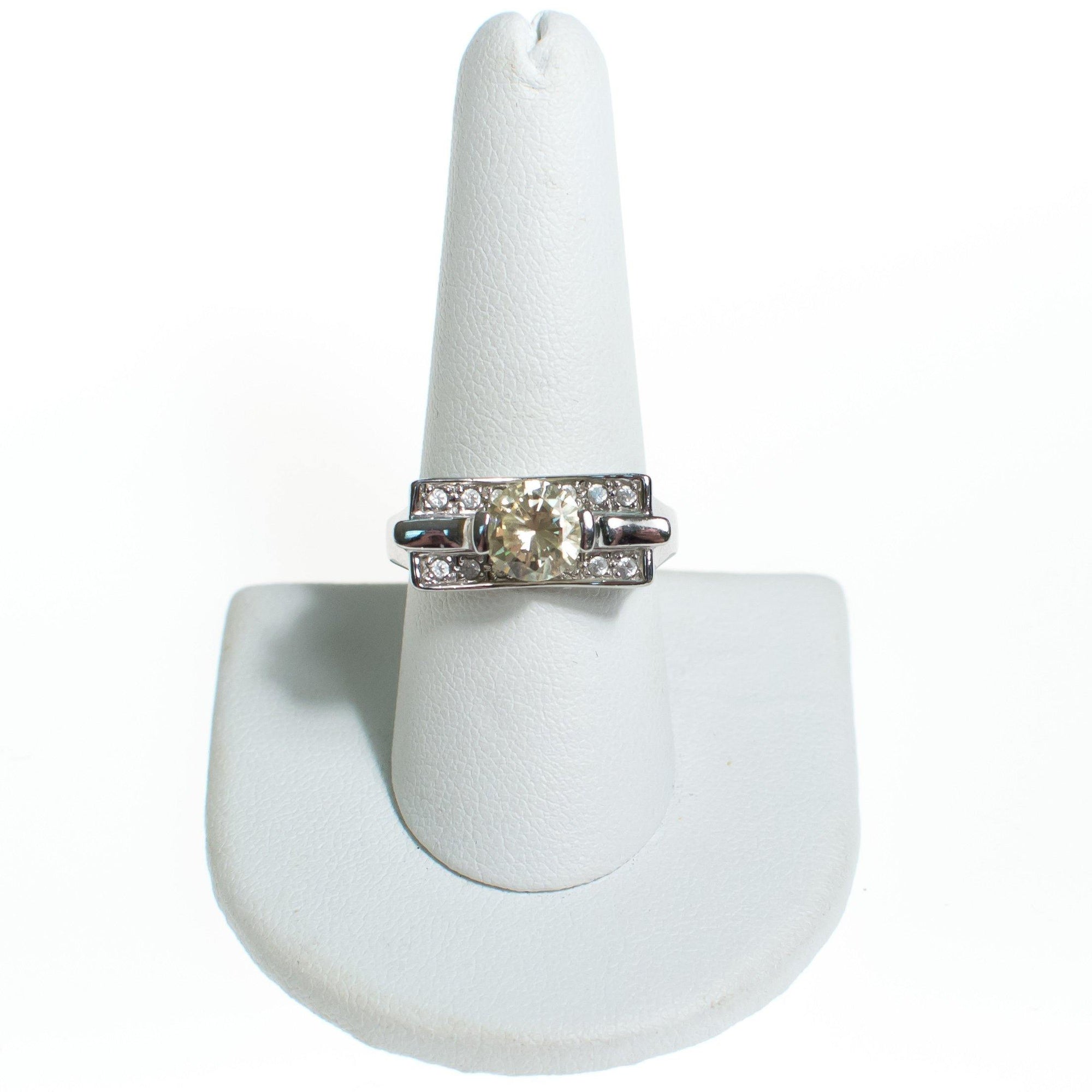 Vintage Yellow Diamond CZ Ring, Sterling Silver, Size 9 by Sterling Silver - Vintage Meet Modern Vintage Jewelry - Chicago, Illinois - #oldhollywoodglamour #vintagemeetmodern #designervintage #jewelrybox #antiquejewelry #vintagejewelry