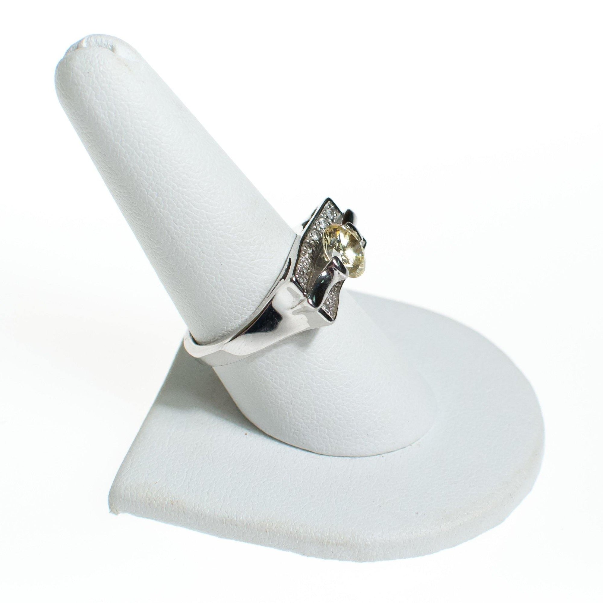 Vintage Yellow Diamond CZ Ring, Sterling Silver, Size 9 by Sterling Silver - Vintage Meet Modern Vintage Jewelry - Chicago, Illinois - #oldhollywoodglamour #vintagemeetmodern #designervintage #jewelrybox #antiquejewelry #vintagejewelry