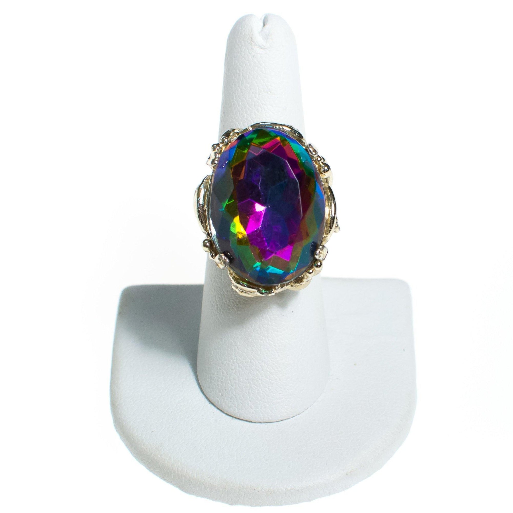Vintage Heliotrope Watermelon Rainbow Rhinestone Statement Ring by 1960s - Vintage Meet Modern Vintage Jewelry - Chicago, Illinois - #oldhollywoodglamour #vintagemeetmodern #designervintage #jewelrybox #antiquejewelry #vintagejewelry