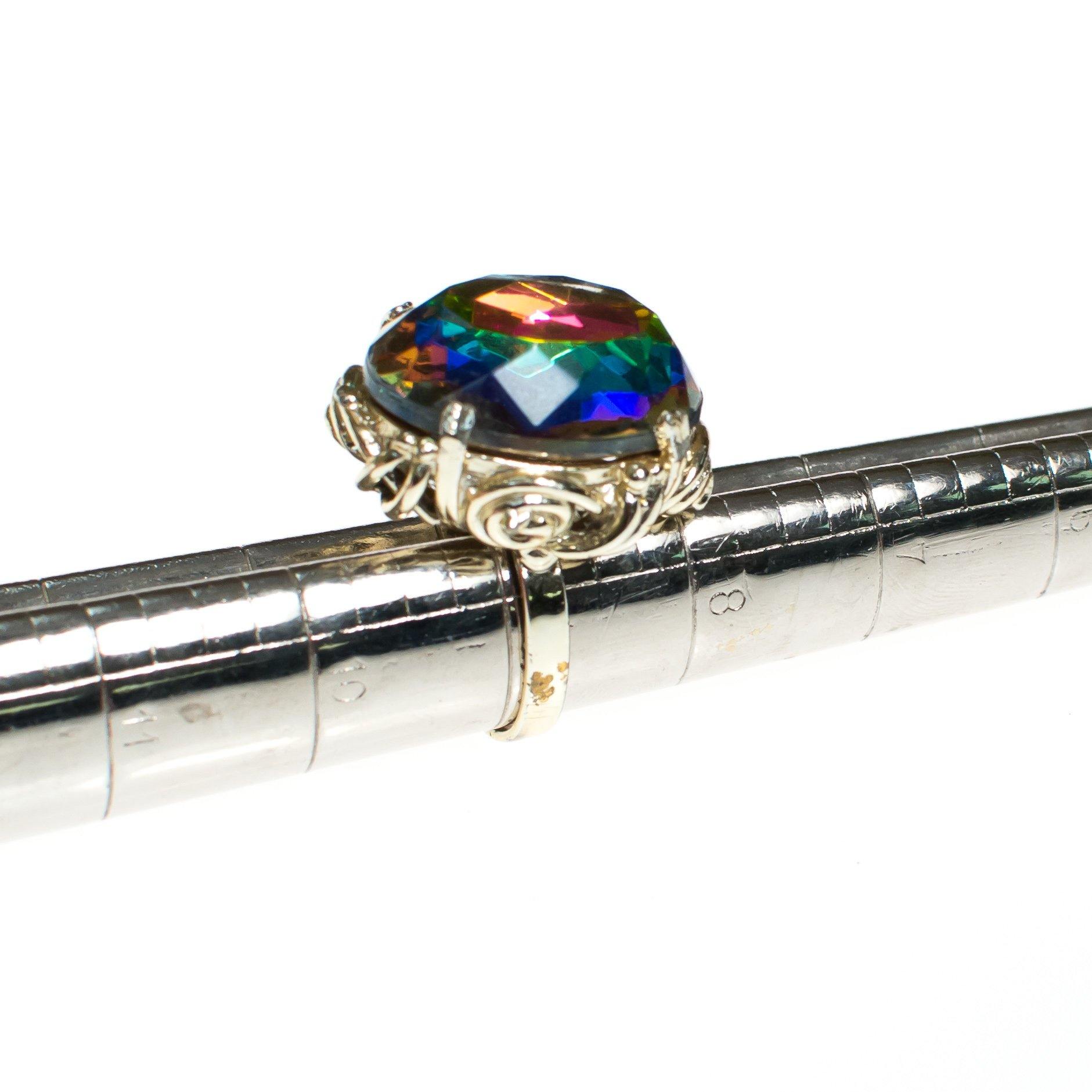 Vintage Heliotrope Watermelon Rainbow Rhinestone Statement Ring by 1960s - Vintage Meet Modern Vintage Jewelry - Chicago, Illinois - #oldhollywoodglamour #vintagemeetmodern #designervintage #jewelrybox #antiquejewelry #vintagejewelry