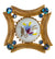 Hand Painted Floral Porcelain Brooch with Rhinestones, Gold Tone Setting