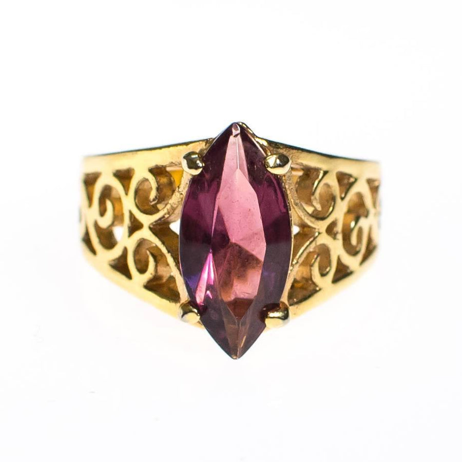 Amethyst Statement Ring, Gold Plated by Amethyst - Vintage Meet Modern Vintage Jewelry - Chicago, Illinois - #oldhollywoodglamour #vintagemeetmodern #designervintage #jewelrybox #antiquejewelry #vintagejewelry