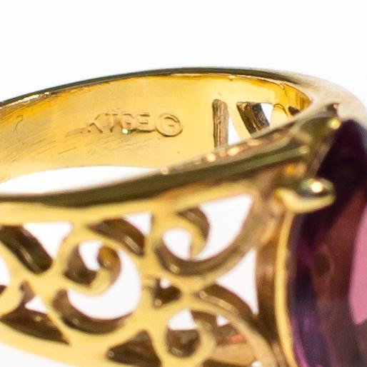 Amethyst Statement Ring, Gold Plated by Amethyst - Vintage Meet Modern Vintage Jewelry - Chicago, Illinois - #oldhollywoodglamour #vintagemeetmodern #designervintage #jewelrybox #antiquejewelry #vintagejewelry