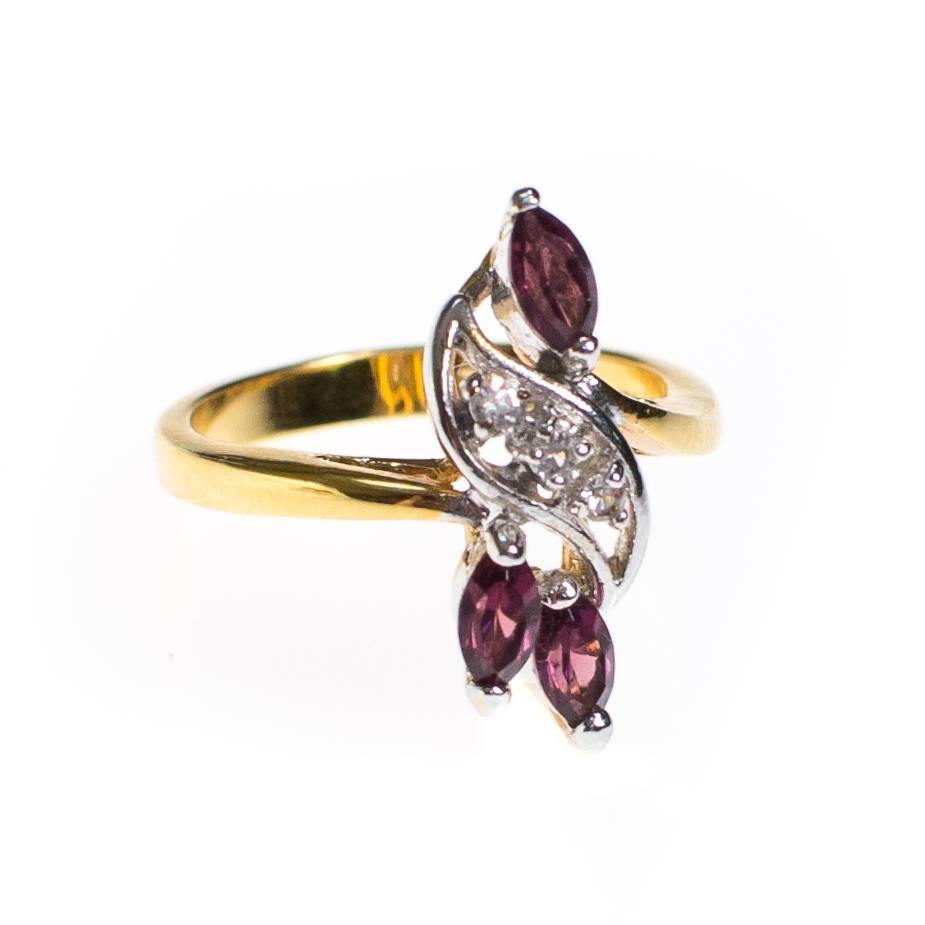 Amethyst and CZ Statement Ring, Gold Plated Marquise Cut Stones by Amethyst - Vintage Meet Modern Vintage Jewelry - Chicago, Illinois - #oldhollywoodglamour #vintagemeetmodern #designervintage #jewelrybox #antiquejewelry #vintagejewelry