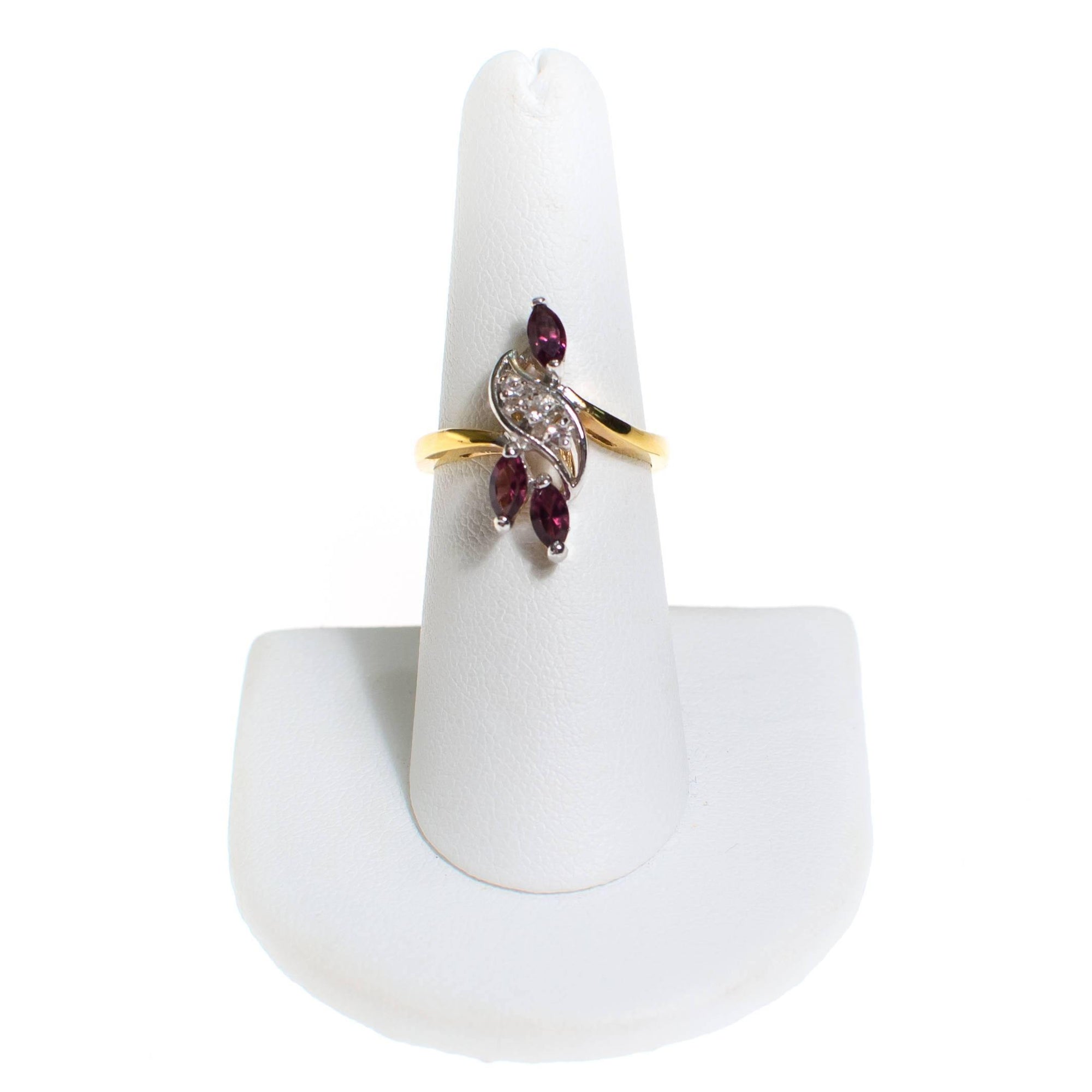 Amethyst and CZ Statement Ring, Gold Plated Marquise Cut Stones by Amethyst - Vintage Meet Modern Vintage Jewelry - Chicago, Illinois - #oldhollywoodglamour #vintagemeetmodern #designervintage #jewelrybox #antiquejewelry #vintagejewelry