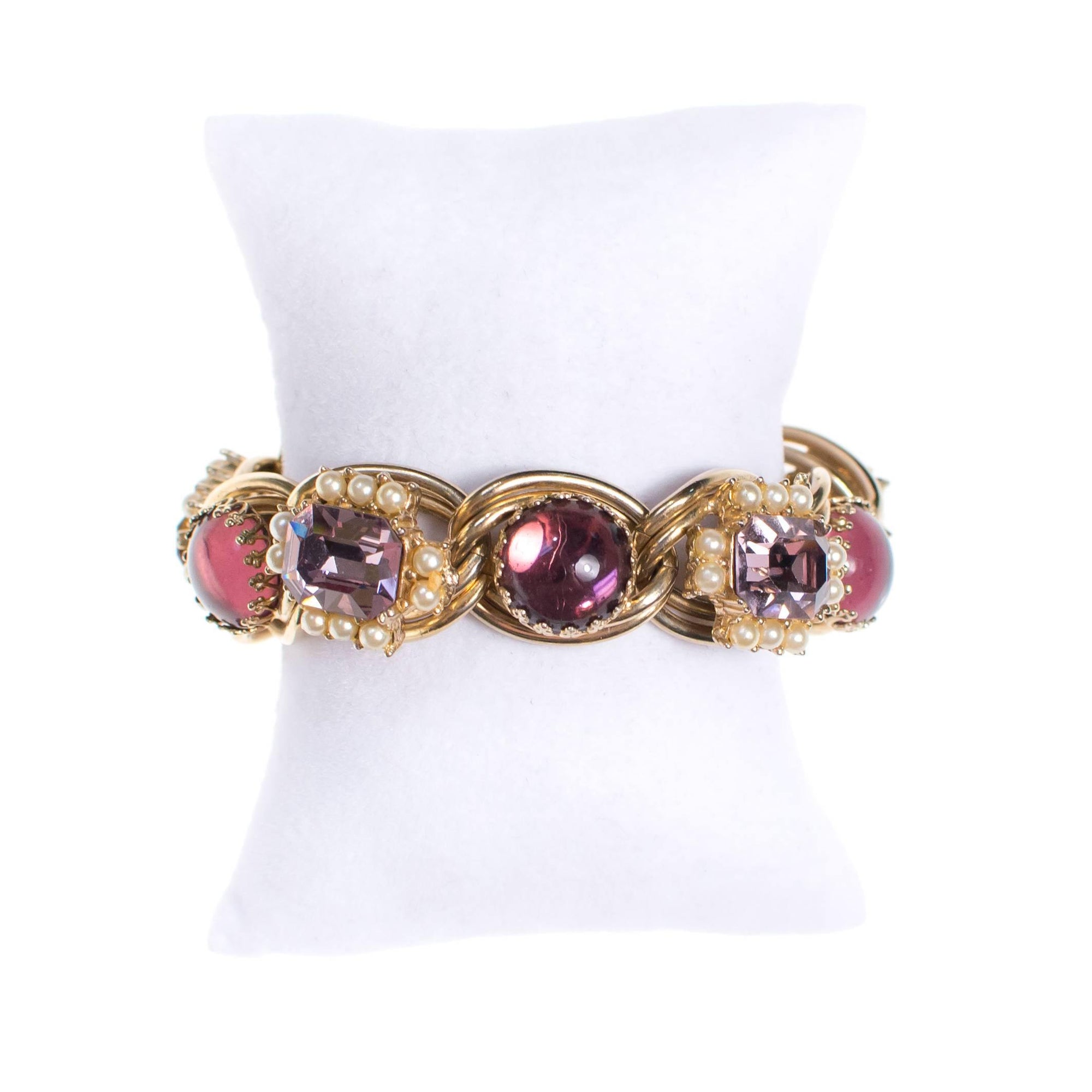 Juliana Pearl and Purple Rhinestone Bracelet by Juliana - Vintage Meet Modern Vintage Jewelry - Chicago, Illinois - #oldhollywoodglamour #vintagemeetmodern #designervintage #jewelrybox #antiquejewelry #vintagejewelry