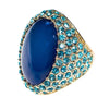 Chunky Blue Rhinestone Cocktail Ring by Kenneth Jay Lane by Kenneth Jay Lane - Vintage Meet Modern Vintage Jewelry - Chicago, Illinois - #oldhollywoodglamour #vintagemeetmodern #designervintage #jewelrybox #antiquejewelry #vintagejewelry