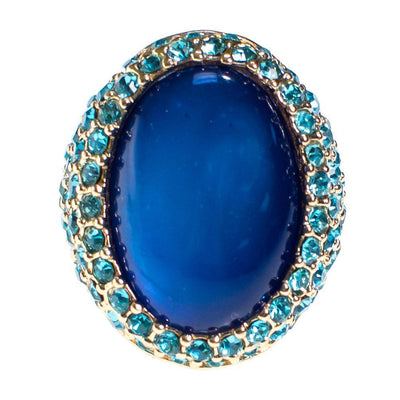 Chunky Blue Rhinestone Cocktail Ring by Kenneth Jay Lane by Kenneth Jay Lane - Vintage Meet Modern Vintage Jewelry - Chicago, Illinois - #oldhollywoodglamour #vintagemeetmodern #designervintage #jewelrybox #antiquejewelry #vintagejewelry