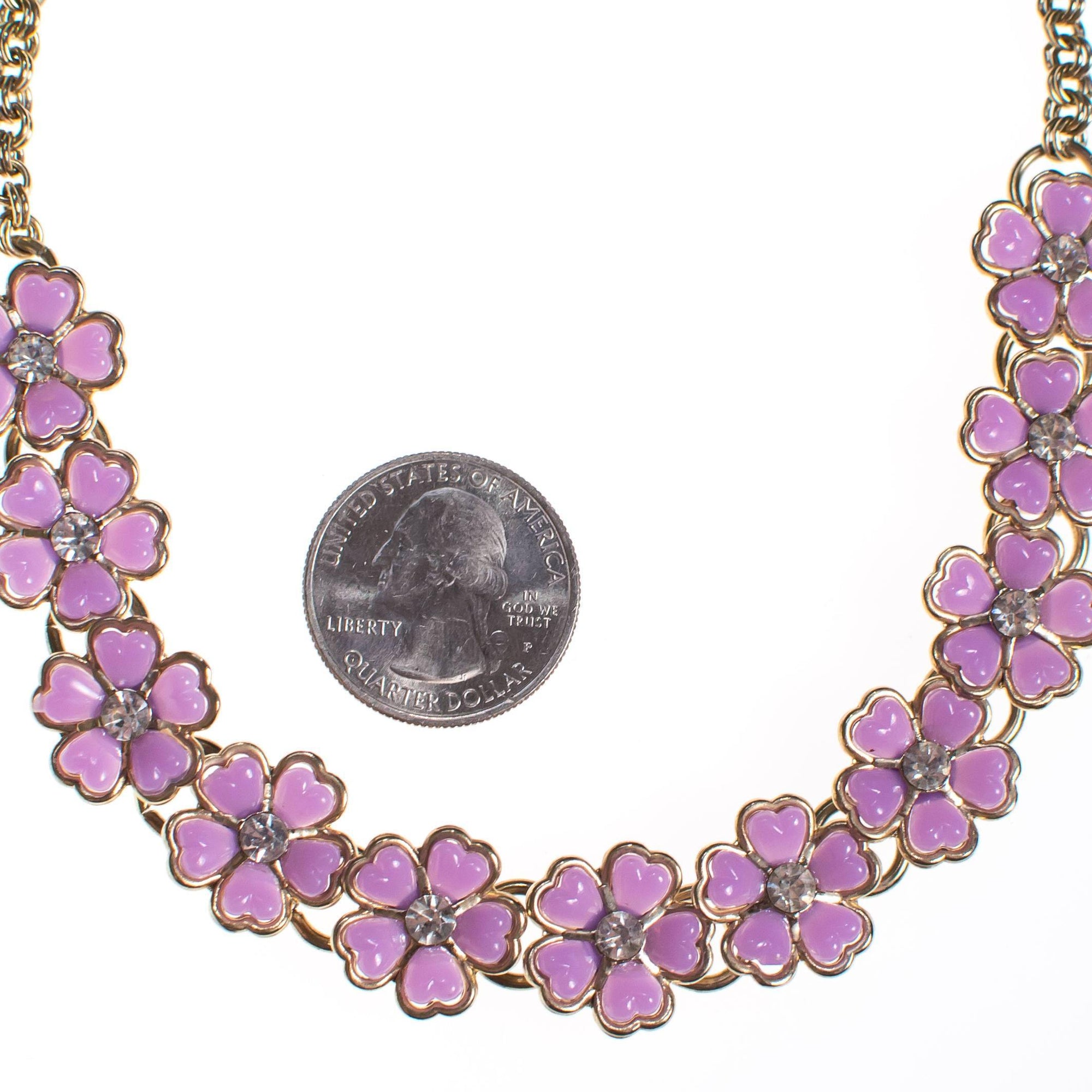 Purple Lucite Flower Necklace by 1950s - Vintage Meet Modern Vintage Jewelry - Chicago, Illinois - #oldhollywoodglamour #vintagemeetmodern #designervintage #jewelrybox #antiquejewelry #vintagejewelry