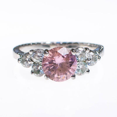 Pink Diamond CZ Ring, Silver Tone Setting by 1990s - Vintage Meet Modern Vintage Jewelry - Chicago, Illinois - #oldhollywoodglamour #vintagemeetmodern #designervintage #jewelrybox #antiquejewelry #vintagejewelry