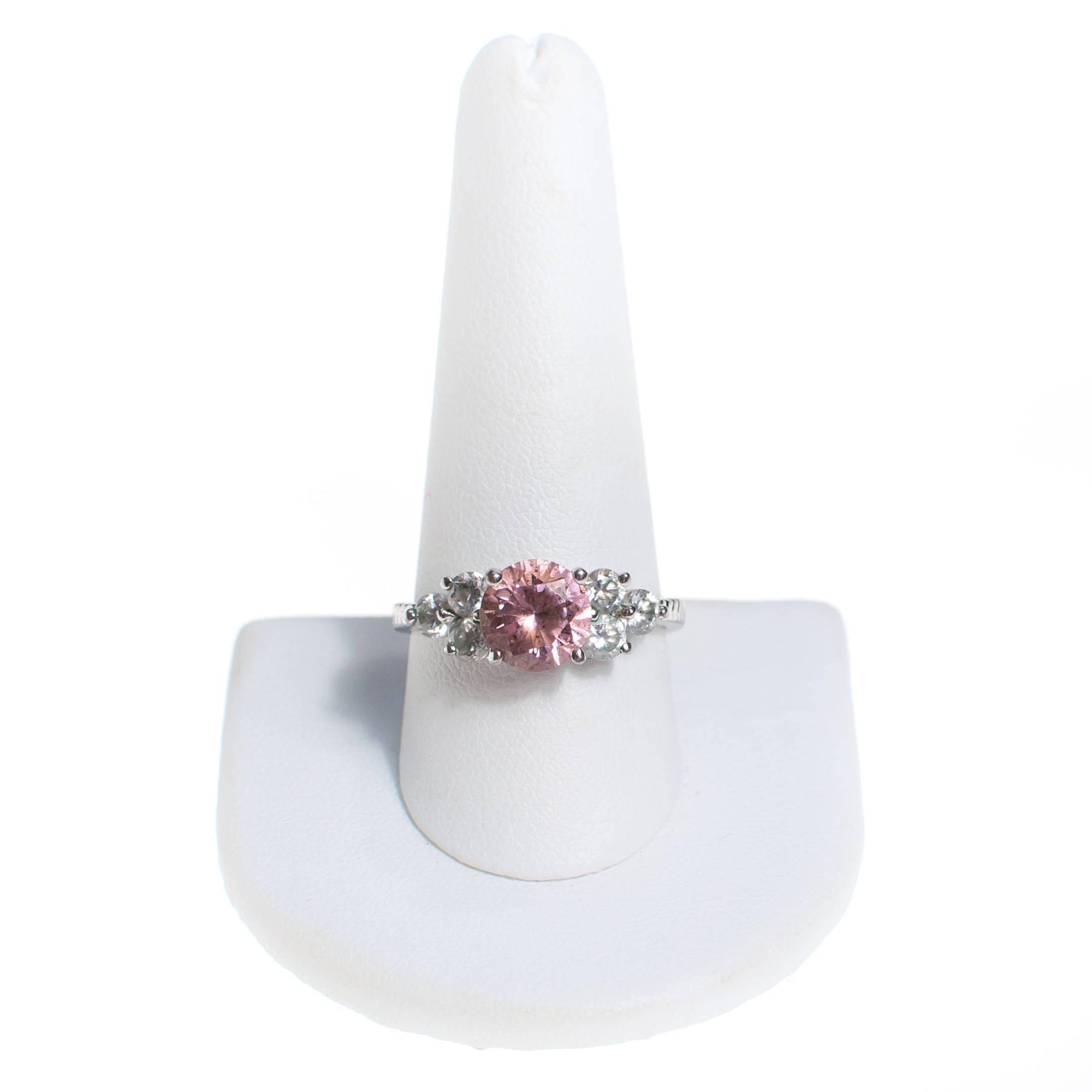 Pink Diamond CZ Ring, Silver Tone Setting by 1990s - Vintage Meet Modern Vintage Jewelry - Chicago, Illinois - #oldhollywoodglamour #vintagemeetmodern #designervintage #jewelrybox #antiquejewelry #vintagejewelry