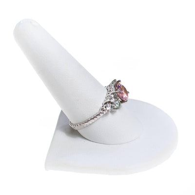 Pink Diamond CZ Ring, Silver Tone Setting by 1990s - Vintage Meet Modern Vintage Jewelry - Chicago, Illinois - #oldhollywoodglamour #vintagemeetmodern #designervintage #jewelrybox #antiquejewelry #vintagejewelry