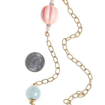 Vintage Yosca Necklace with Pastel Beads and Pearls by Joan Rivers - Vintage Meet Modern Vintage Jewelry - Chicago, Illinois - #oldhollywoodglamour #vintagemeetmodern #designervintage #jewelrybox #antiquejewelry #vintagejewelry