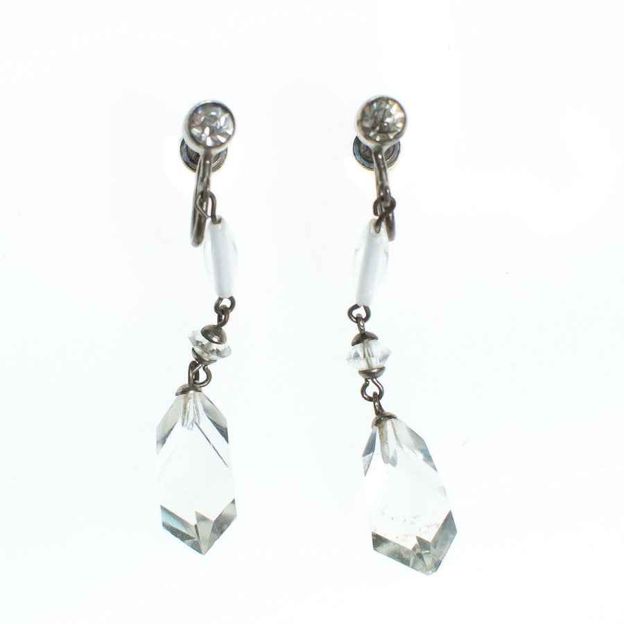 Vintage Czech Art Deco Faceted Crystal Dangling Drop Earrings by Art Deco - Vintage Meet Modern Vintage Jewelry - Chicago, Illinois - #oldhollywoodglamour #vintagemeetmodern #designervintage #jewelrybox #antiquejewelry #vintagejewelry