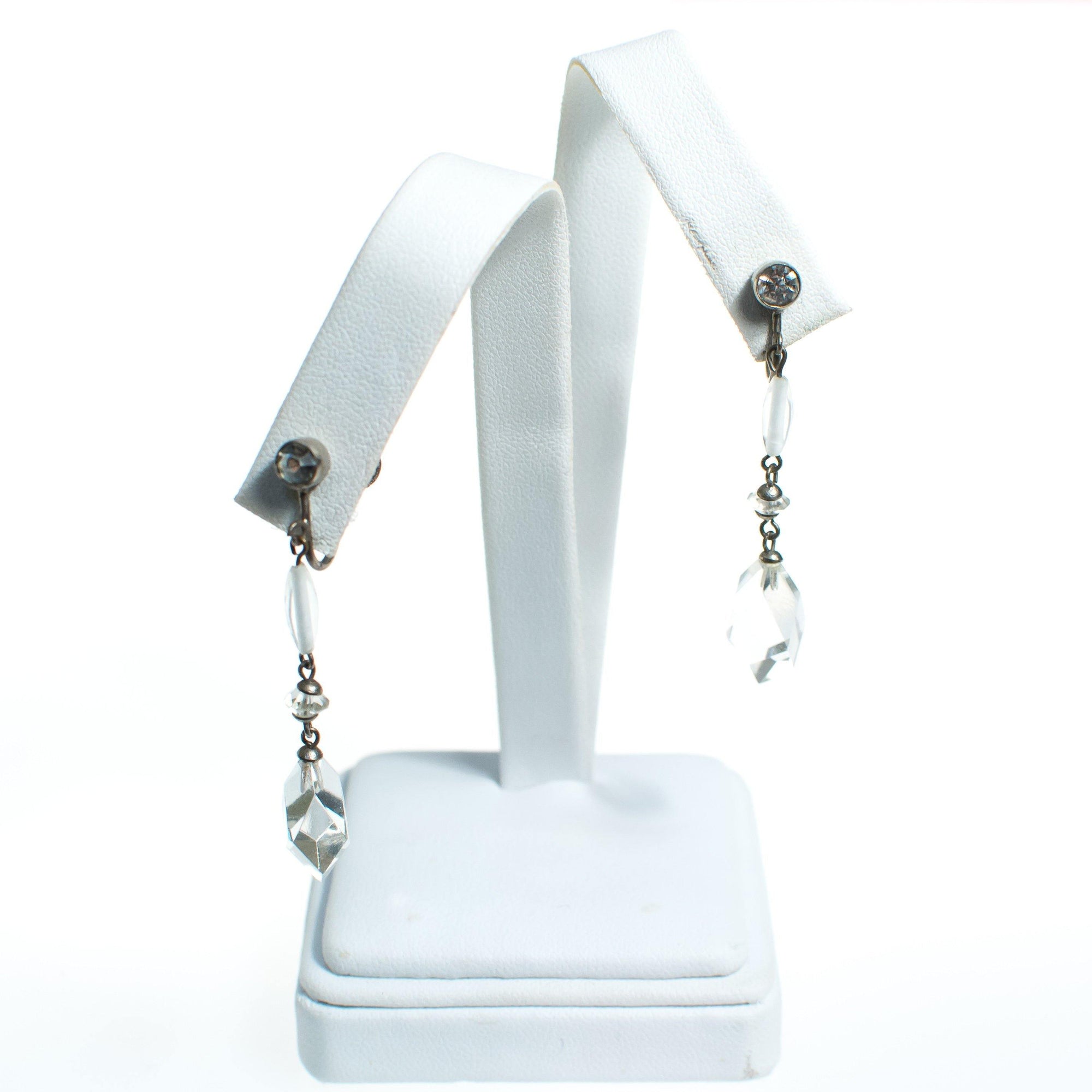 Vintage Czech Art Deco Faceted Crystal Dangling Drop Earrings by Art Deco - Vintage Meet Modern Vintage Jewelry - Chicago, Illinois - #oldhollywoodglamour #vintagemeetmodern #designervintage #jewelrybox #antiquejewelry #vintagejewelry