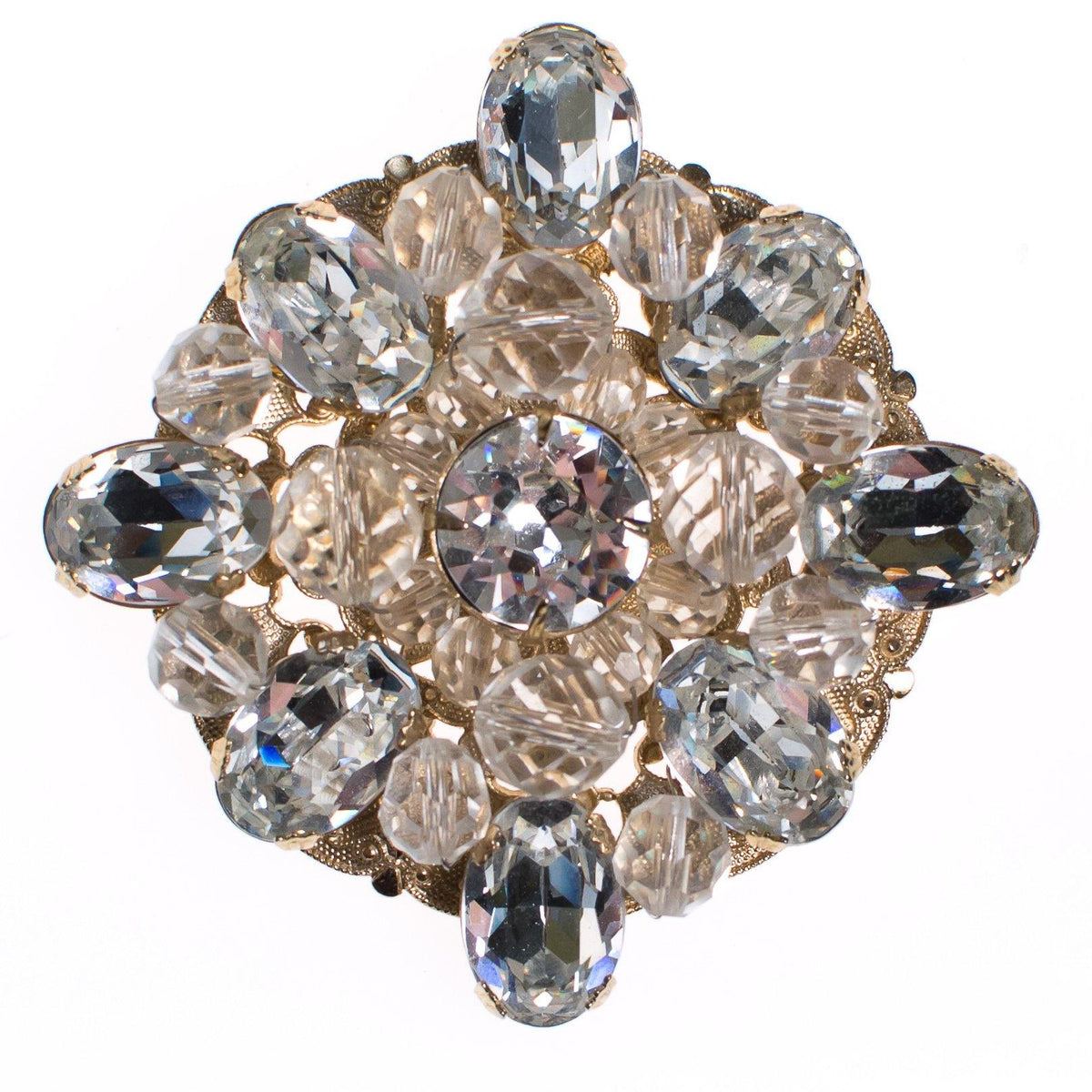 Vintage Rhinestone Medallion Brooch Pendant