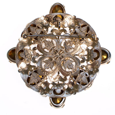 Vintage Rhinestone Medallion Brooch Pendant by 1960s - Vintage Meet Modern Vintage Jewelry - Chicago, Illinois - #oldhollywoodglamour #vintagemeetmodern #designervintage #jewelrybox #antiquejewelry #vintagejewelry