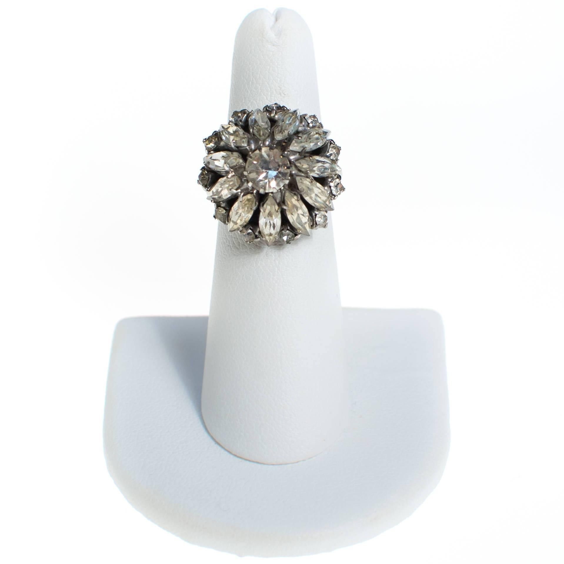 Art Deco Crystal Rhinestone Ring by Art Deco - Vintage Meet Modern Vintage Jewelry - Chicago, Illinois - #oldhollywoodglamour #vintagemeetmodern #designervintage #jewelrybox #antiquejewelry #vintagejewelry