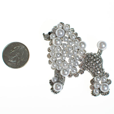 Vintage Poodle Brooch White and Silver by 1980's - Vintage Meet Modern Vintage Jewelry - Chicago, Illinois - #oldhollywoodglamour #vintagemeetmodern #designervintage #jewelrybox #antiquejewelry #vintagejewelry