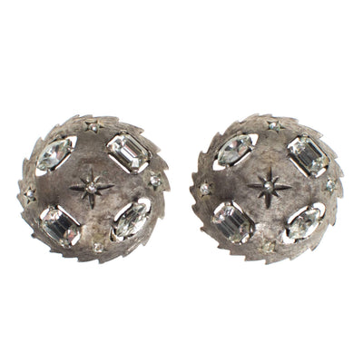 Vintage Mid Century Modern Silver Earrings with Stars and Rhinestones by 1950s - Vintage Meet Modern Vintage Jewelry - Chicago, Illinois - #oldhollywoodglamour #vintagemeetmodern #designervintage #jewelrybox #antiquejewelry #vintagejewelry