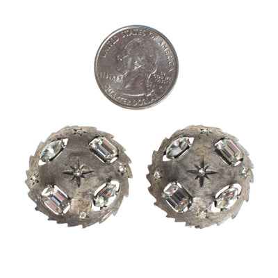 Vintage Mid Century Modern Silver Earrings with Stars and Rhinestones by 1950s - Vintage Meet Modern Vintage Jewelry - Chicago, Illinois - #oldhollywoodglamour #vintagemeetmodern #designervintage #jewelrybox #antiquejewelry #vintagejewelry