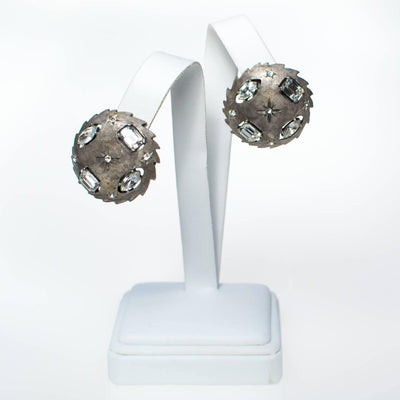 Vintage Mid Century Modern Silver Earrings with Stars and Rhinestones by 1950s - Vintage Meet Modern Vintage Jewelry - Chicago, Illinois - #oldhollywoodglamour #vintagemeetmodern #designervintage #jewelrybox #antiquejewelry #vintagejewelry