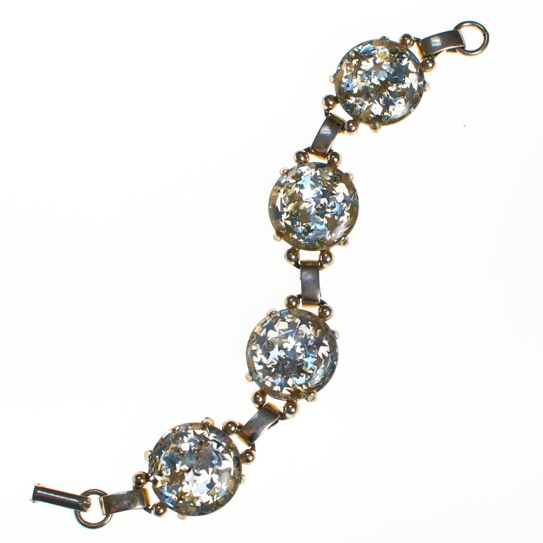 Vintage Confetti Lucite Star Bracelet by Lucite - Vintage Meet Modern Vintage Jewelry - Chicago, Illinois - #oldhollywoodglamour #vintagemeetmodern #designervintage #jewelrybox #antiquejewelry #vintagejewelry