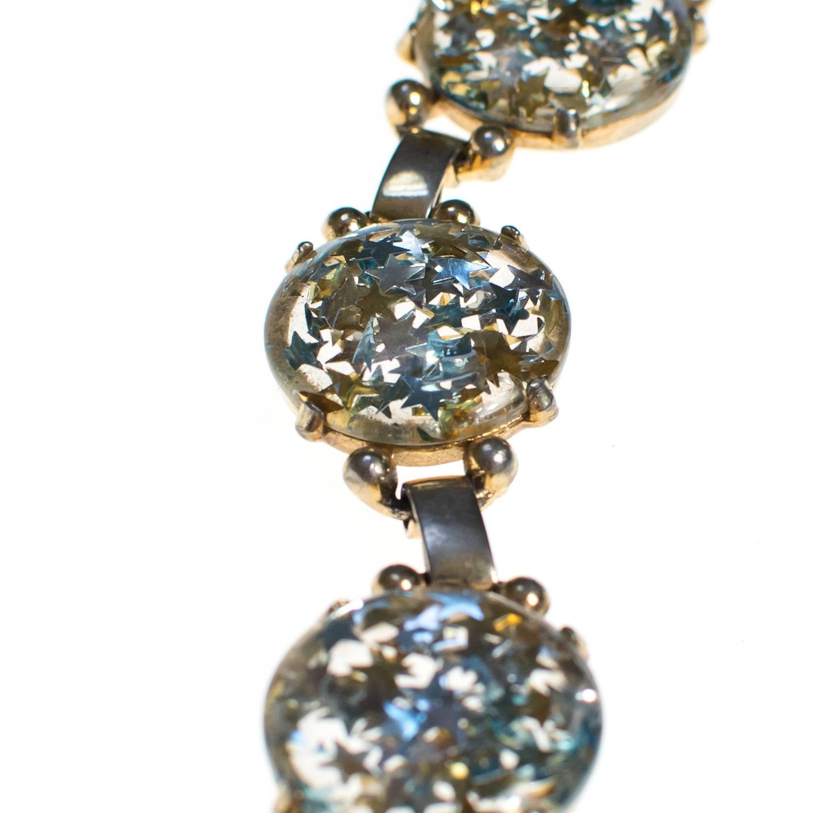 Vintage Confetti Lucite Star Bracelet by Lucite - Vintage Meet Modern Vintage Jewelry - Chicago, Illinois - #oldhollywoodglamour #vintagemeetmodern #designervintage #jewelrybox #antiquejewelry #vintagejewelry