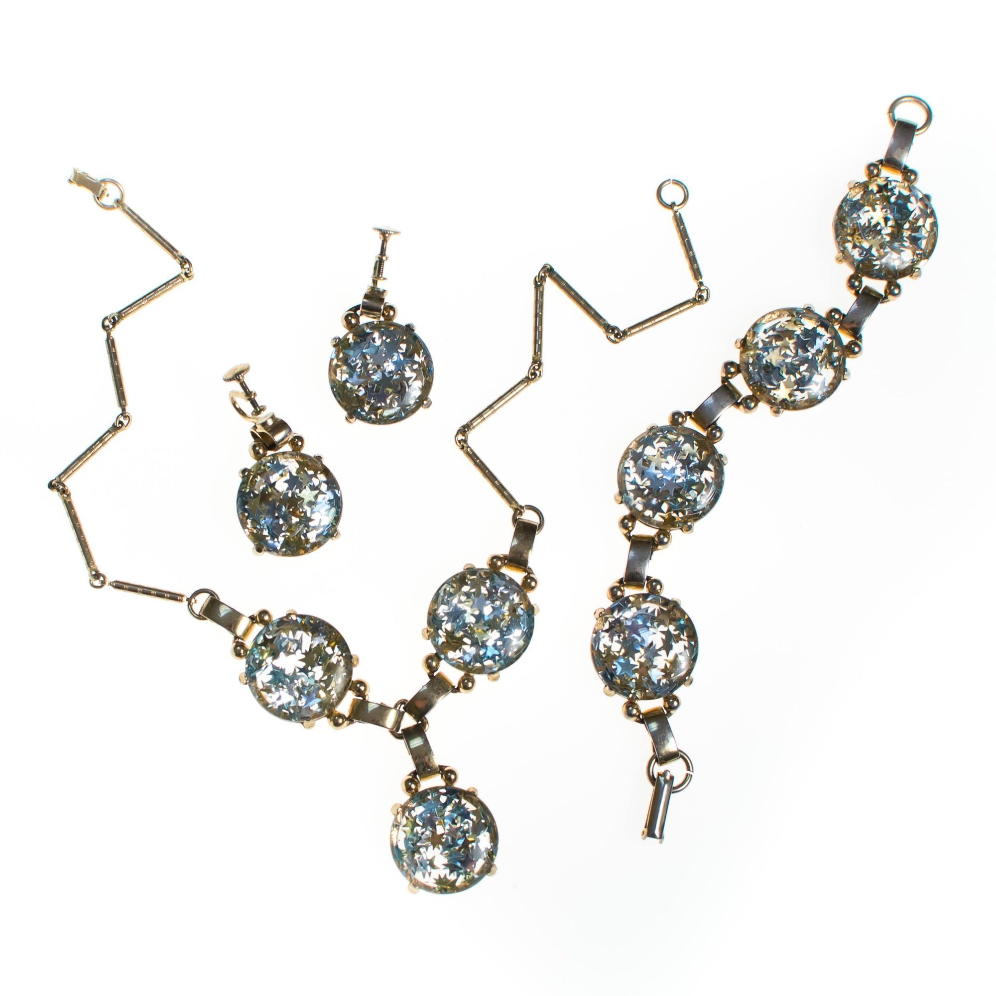 Vintage Confetti Lucite Star Bracelet by Lucite - Vintage Meet Modern Vintage Jewelry - Chicago, Illinois - #oldhollywoodglamour #vintagemeetmodern #designervintage #jewelrybox #antiquejewelry #vintagejewelry