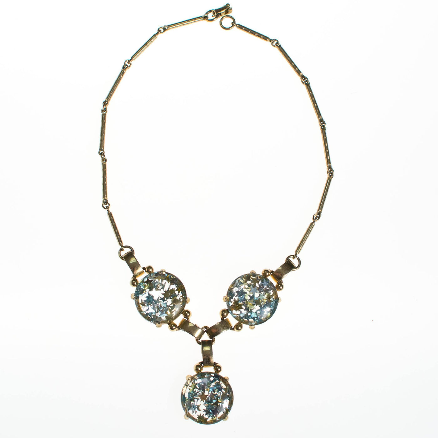 Vintage Confetti Lucite Star Necklace, Y Lavelier Style