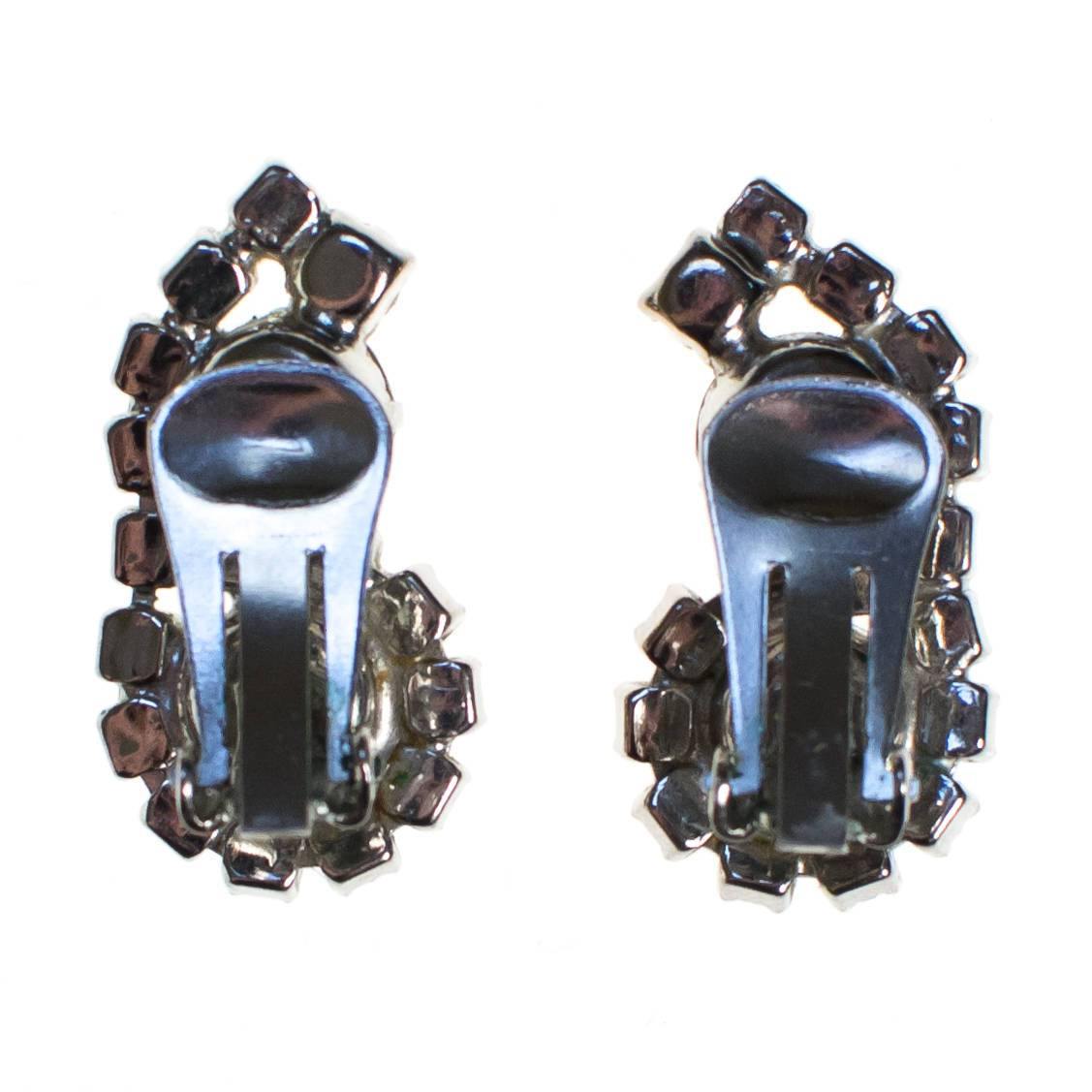 Vintage Smoke and Clear Crystal Rhinestone Earrings by 1960's - Vintage Meet Modern Vintage Jewelry - Chicago, Illinois - #oldhollywoodglamour #vintagemeetmodern #designervintage #jewelrybox #antiquejewelry #vintagejewelry